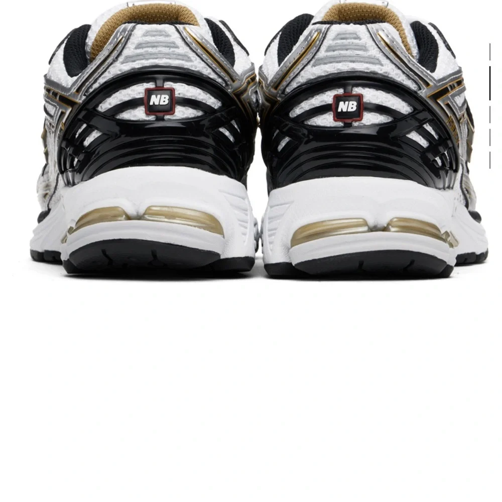 New Balance White Black Gold Running Sneakers